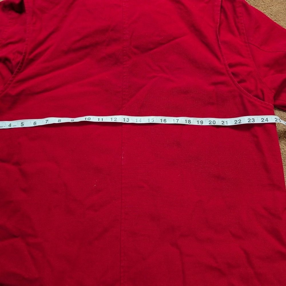 Lands End Vintage Red Canvas Chore Coat with Leather Collar - Picture 11 of 16